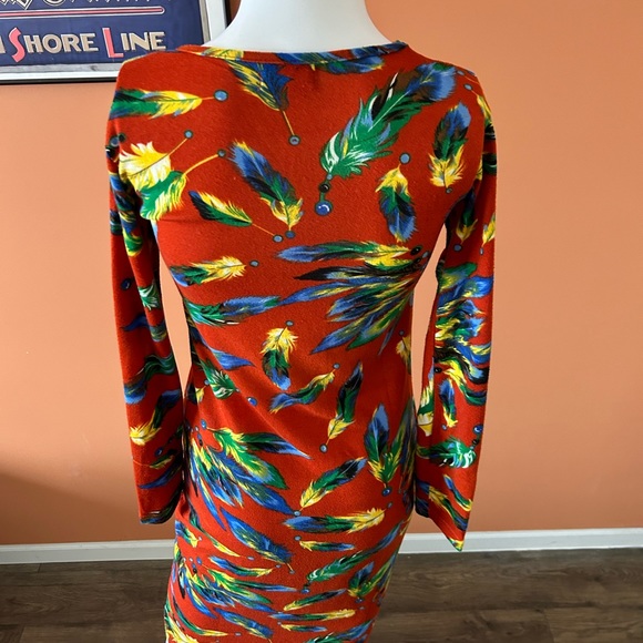 VINTAGE INDULGENCE LONDON red patterned body con sweater dress - Picture 9 of 9